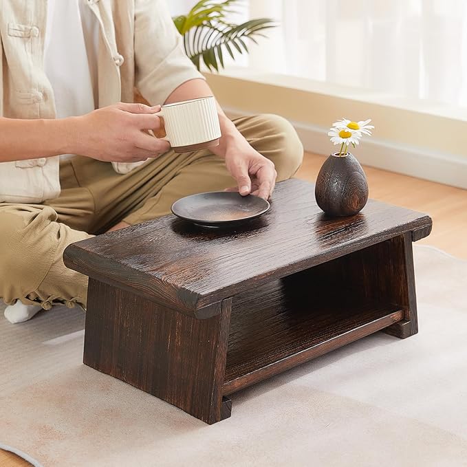 Japanese Altar Table, Folding Floor Table, Wood Small Low Meditation Table - Image 5