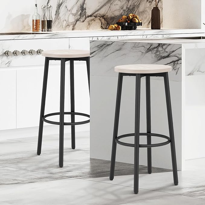 Athena Collection Bar Stools Set of 2, 25.5 Inches Round Counter Height Bar - Image 7