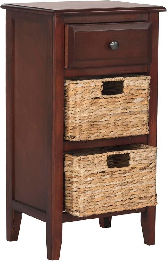 Safavieh Home Collection Everly Drawer Cherry 1-Drawer 2 Removable Baskets Side - Image 4
