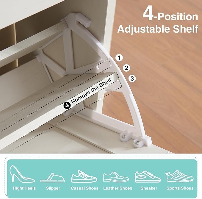 Shoe Storage Cabinet, Farmhouse Shoe Organizer - Image 4