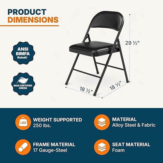 OEF Furnishings OEF950 Series Vinyl Padded Steel Folding Chairs - Image 3