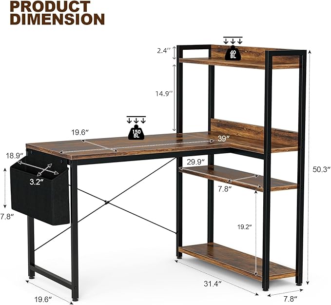47 Inch L Shaped Computer Desk - Image 3