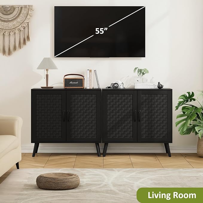 Black Buffet Sideboard Cabinet, Storage Cabinet - Image 6