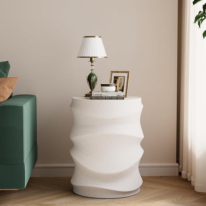 COSIEST Set of 2 Outdoor Side Table, 2 Pieces Concrete Side Table - Image 2