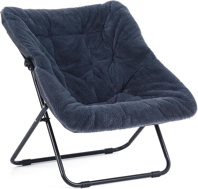 Saucer Chair, Comfy Doorm Chairs, Oversized Folding Faux Fur Chair, Foldable by Furlide