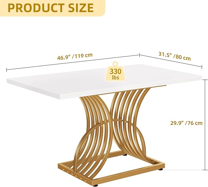 DWVO Modern Dining Table for 4 People 47 Inch Rectangular Kitchen Table - Image 2
