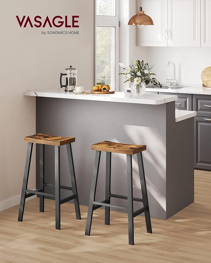 VASAGLE Set of 4 Bar Stools, Counter Height Chairs - Image 2