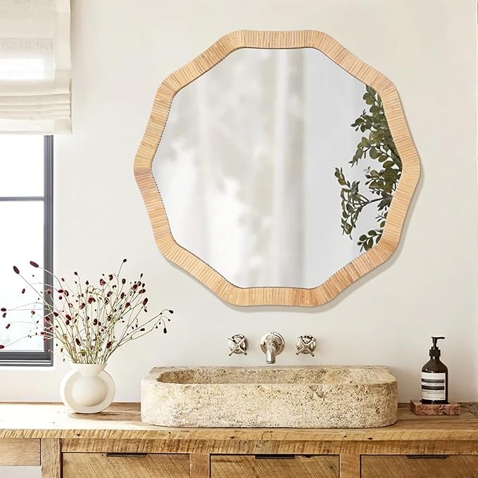 ULIKE Rattan Mirror for Wall, Bathroom 24 Inch Rustic Farmhouse Wall Decor - Image 5