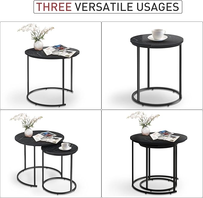 Black Marble Nesting Coffee Table - Image 8