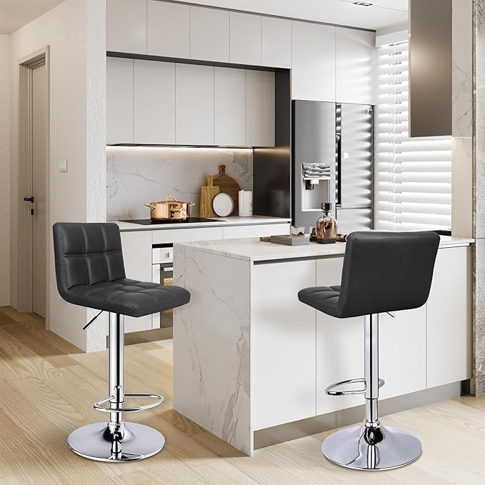 6-Squares Back with Double Needle Adjustable Bar Stools - Image 2