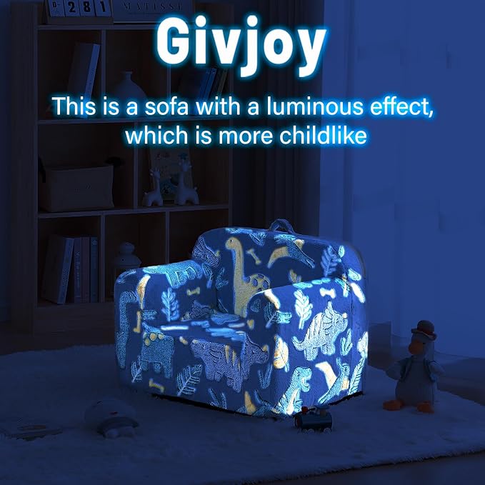 Toddler Chair Plush Kids Couch, Comfy Glow in The Dark Armchair - Image 7