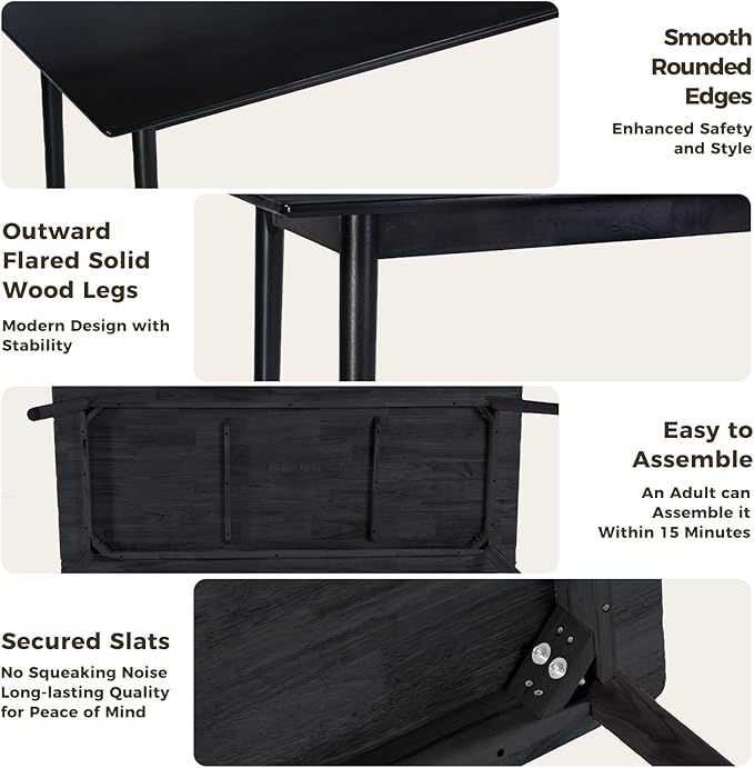 DELAVIN 70.8" Large Solid Wood Dining Table - Image 5