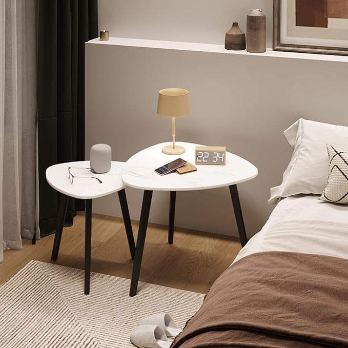 BAMEOS Bamboo Nesting Triangle End Table - Image 5