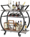 LVB Bar Cart with Wine Rack, 2 Tier Farmhouse Kitchen Cart on Wheels, Modern by LVB