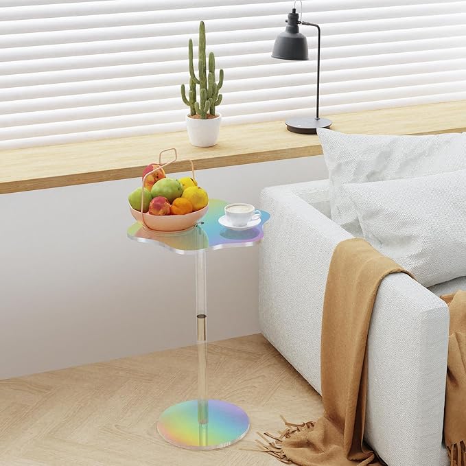 Clear Side Table Rainbow Small Acrylic End Tables 13.8 * 11.6 H: 21.3 Inch - Image 2