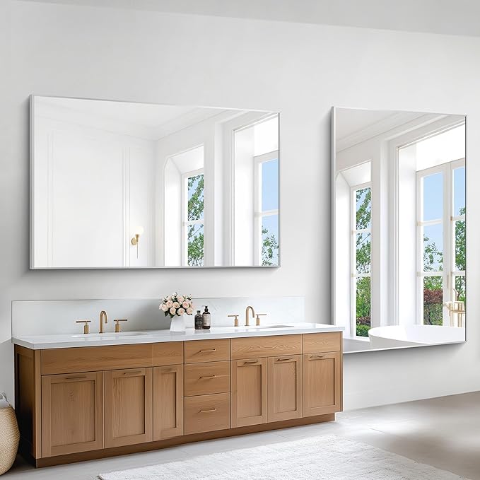 BONEWEI Silver Bathroom Mirror, 60x36 inch Wall Mirror - Image 3