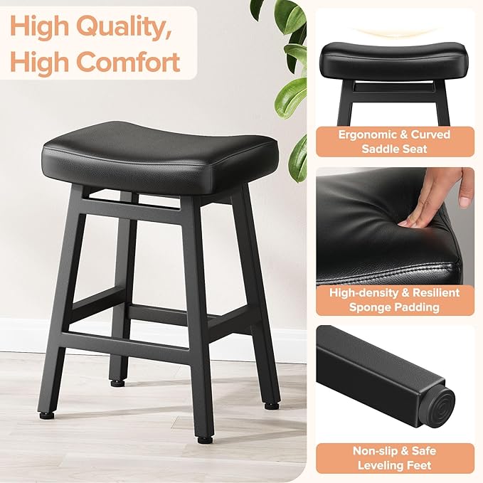 Counter Height Bar Stools Set of 3, 24 Inch Barstools - Image 3