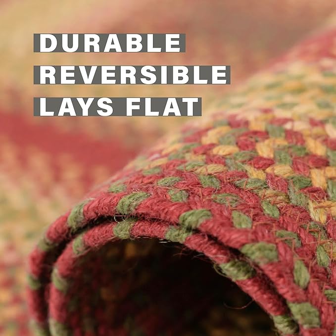Cider Barn Cranberry Red Oval Braided Rug, 2x3' - Image 3
