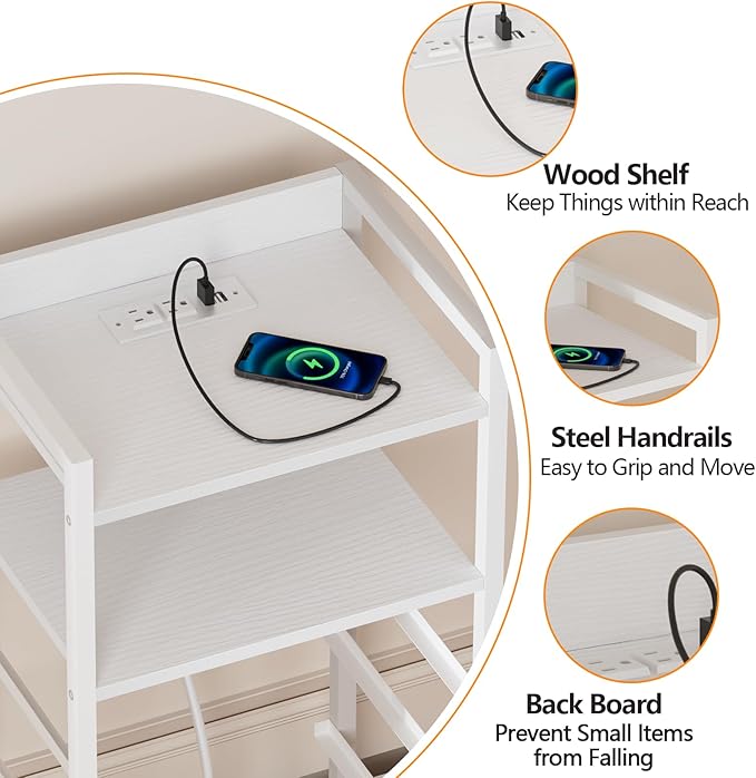 Furnulem White Nightstand with 5 Storage Drawer, Tall Dresser - Image 6