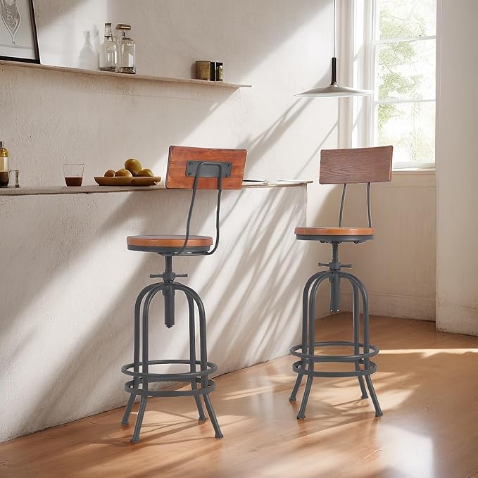 Set of 2-Industrial Bar Stools - Image 7