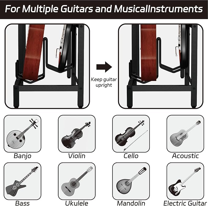 End Table with Guitar Stand, Record Player Stand, Vinyl Records Storage - Image 7