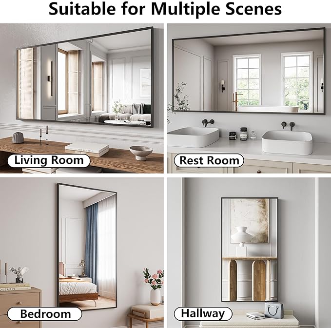 Koonmi Bathroom Mirror 30x55 Black Bathroom Wall-Mounted Mirrors, Modern Vanity - Image 4