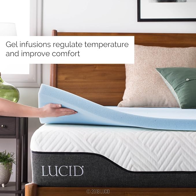 LUCID 2-Inch Ventilated Gel Infused Memory Foam Mattress Topper - Image 2