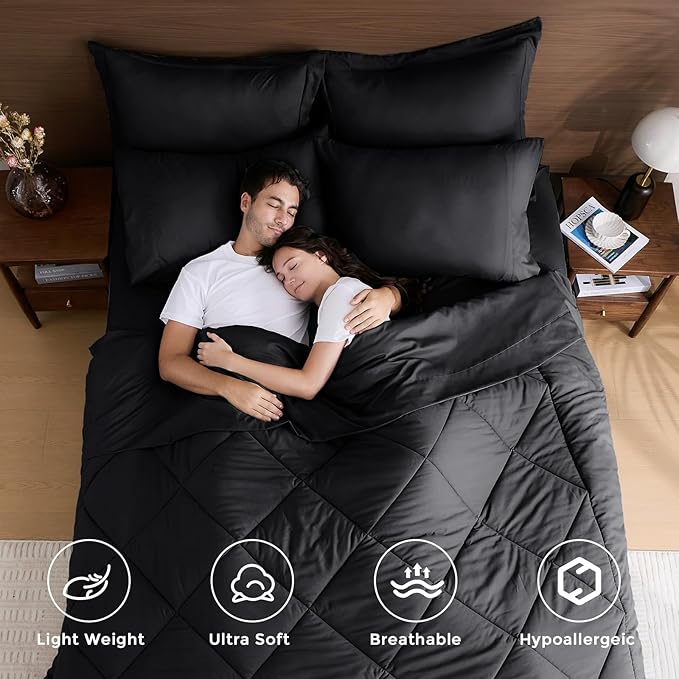 HEVUMYI Black 120x98 Oversized King Comforter Set - Image 2