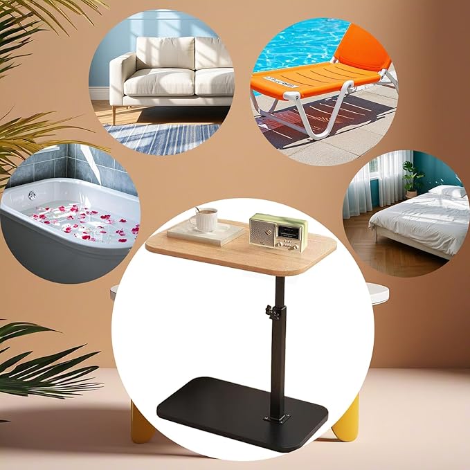 C End Table Adjustable Height, C Shaped Side Tables Living Room and Bedroom - Image 4