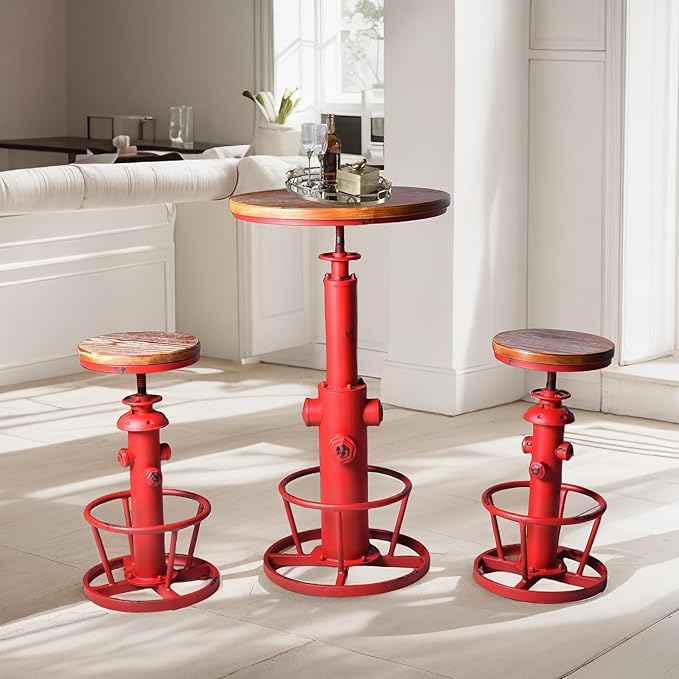 Vintage 38.6-44.4inch Height Adjustable Bar Table Industrial Fire Hydrant - Image 5