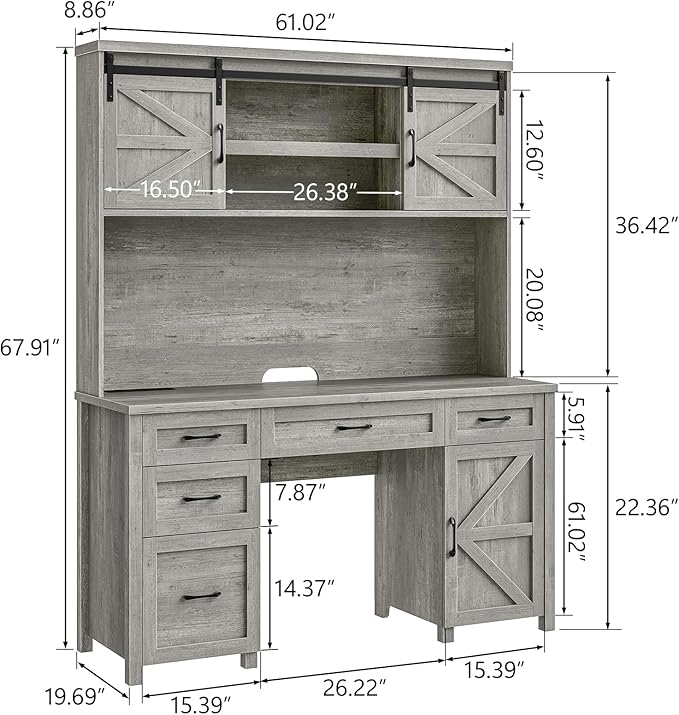 67''H Farmhouse Executive Desk - Image 2
