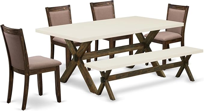 East West Furniture X727MZ748-6 6 Piece Dining Table Set Contains a Rectangle by EastWestFurniture
