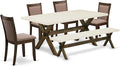 East West Furniture X727MZ748-6 6 Piece Dining Table Set Contains a Rectangle by EastWestFurniture
