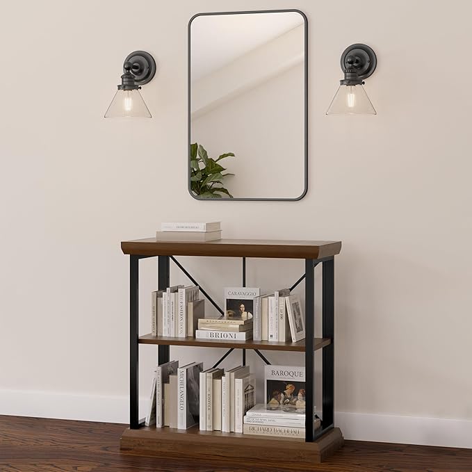 Leick Home 11832-WLGM Finnick Mixed Metal and Wood Adjustable Bookshelf - Image 8