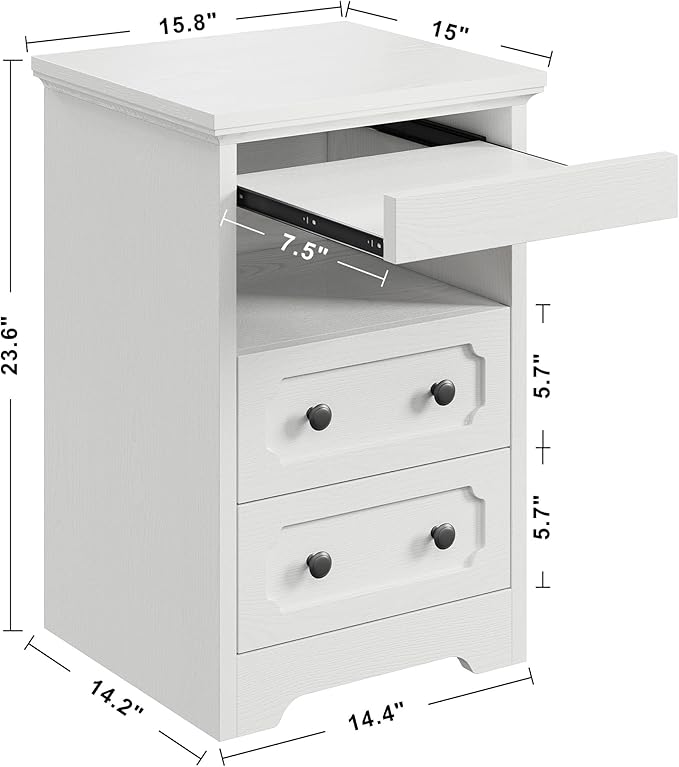 LIKIMIO Night Stand, Modern Bedside Table - Image 2