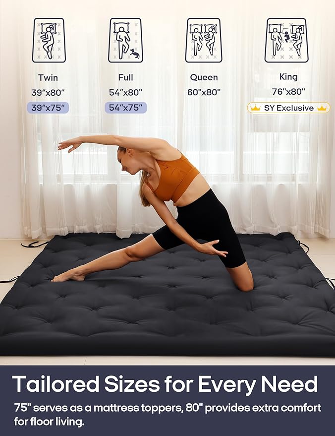 Syrinx Japanese Floor Futon Mattress, Foldable Tatami Sleeping Pad - Image 5
