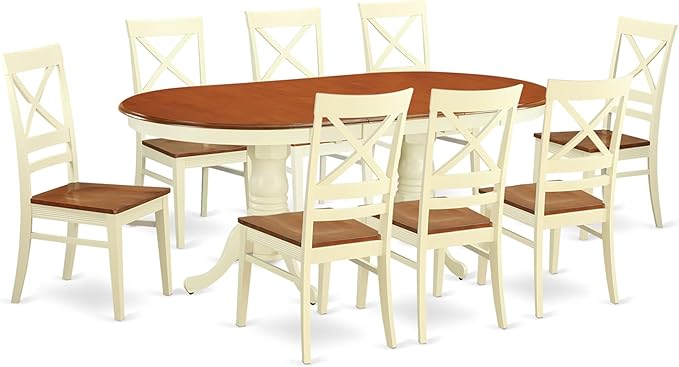 East West Furniture PLQU9-WHI-W 9 Piece Dining Room Furniture Set Includes an by EastWestFurniture