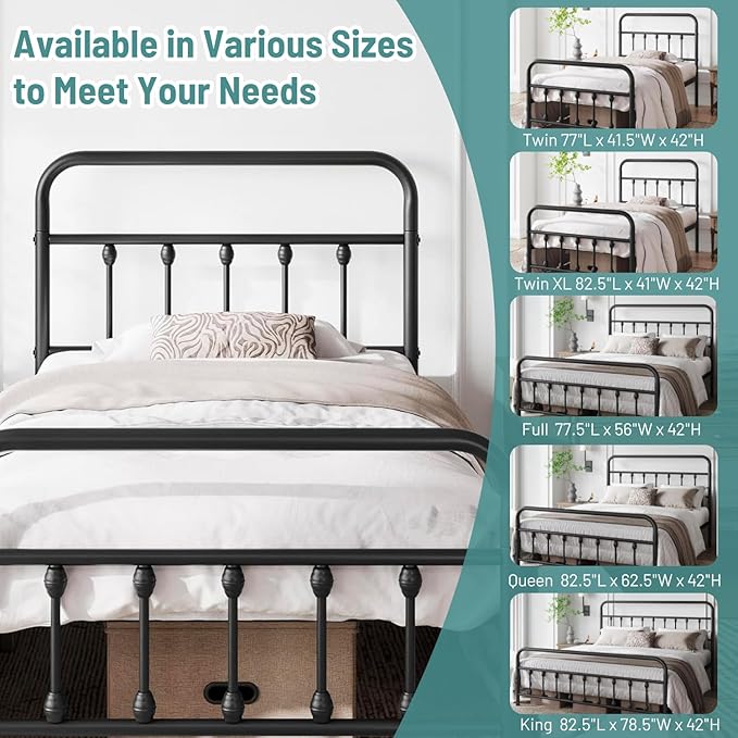 Full Size Bed Frame-Classic Metal Platform Bed Frame Mattress Foundation - Image 6