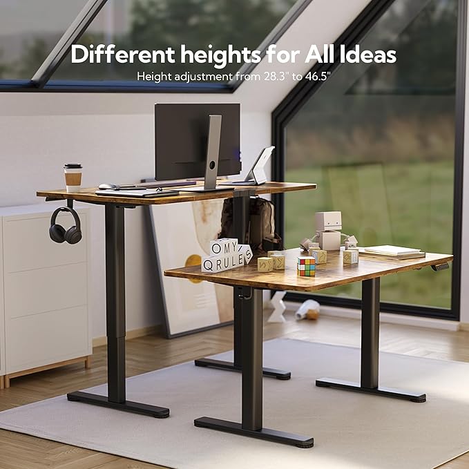 Claiks Electric Standing Desk, Adjustable Height Stand up Desk, 63x24 Inches - Image 4