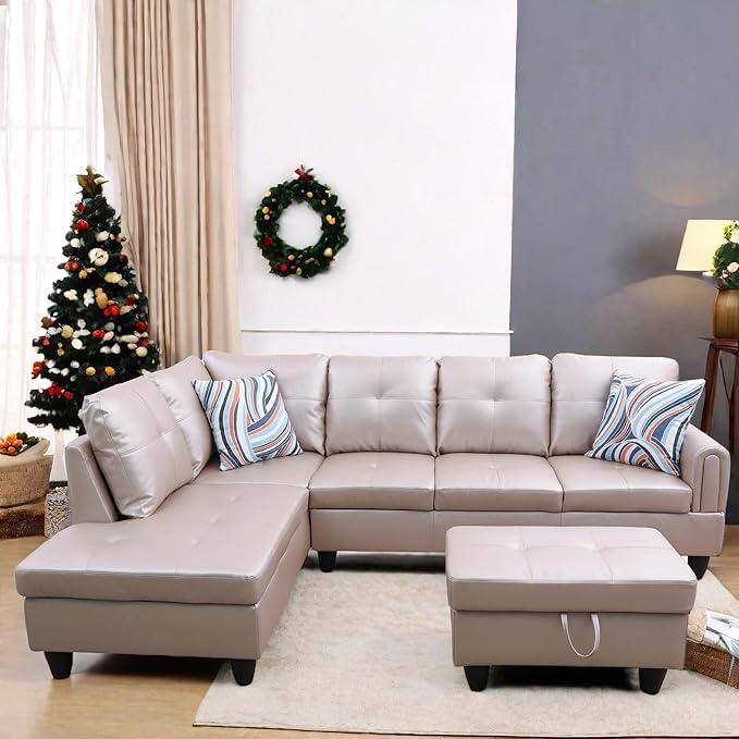 L Shaped Sectional Couch with Otttoman, Apartments by FONTOI