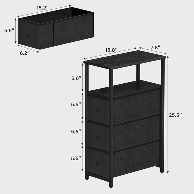 TUTOTAK Narrow Night Stand, Slim End Table, Tall Side Table - Image 3