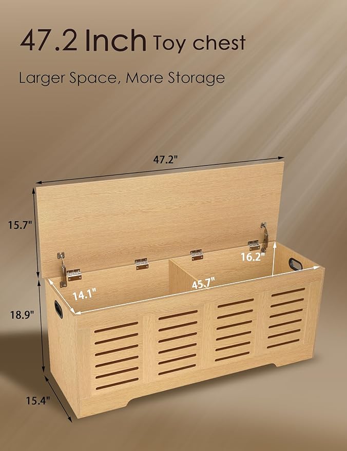 DINZI LVJ Storage Chest, 47.3”Wooden Storage Box - Image 2