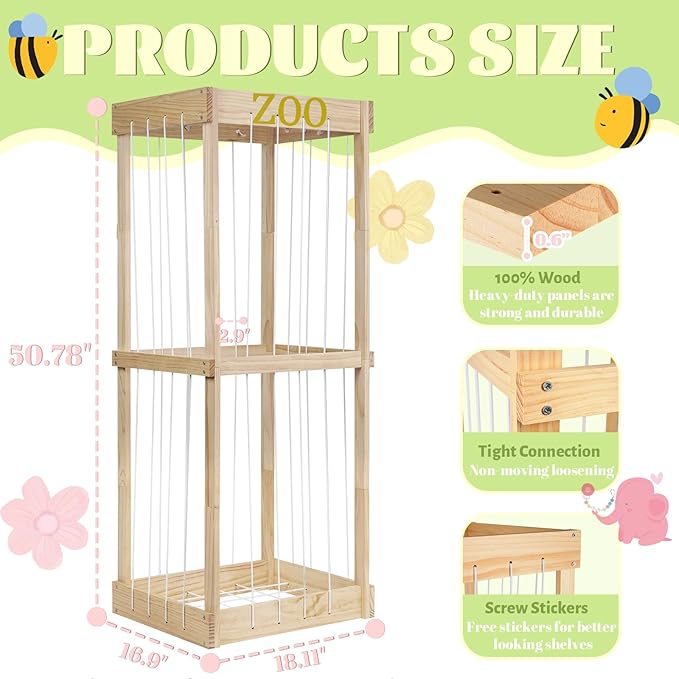 Trycooling Stuffed Animal Zoo Stuffed Animal Storage Wood Plushie Storage - Image 3