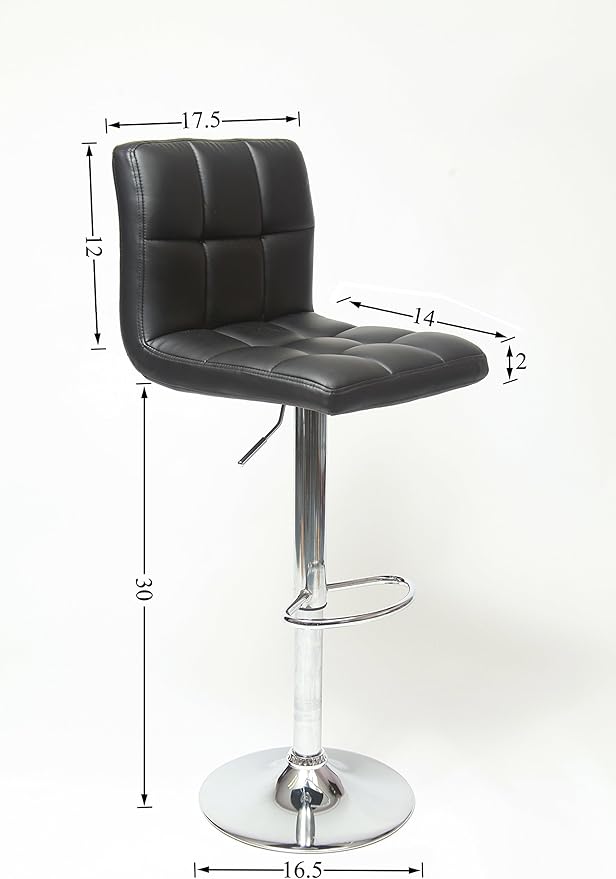 Roundhill Furniture Swivel Black Bonded Leather Adjustable Hydraulic Bar Stool - Image 3
