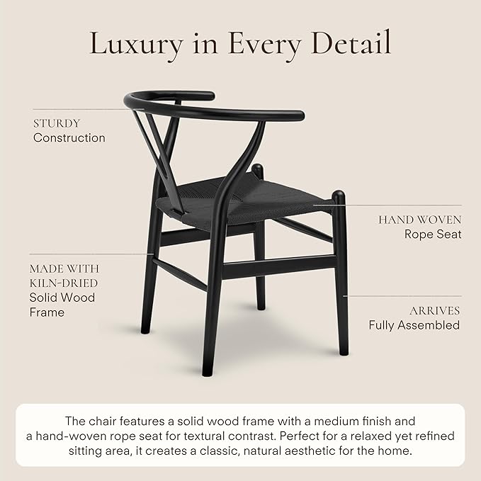 POLY & BARK Weave Chair Set of 2 in Pitch Black - Image 4