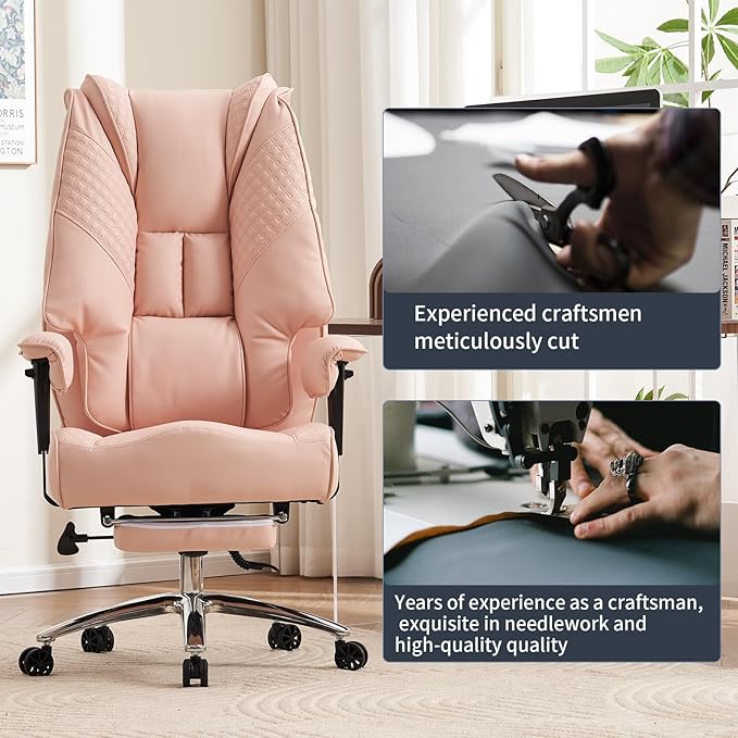 Big and Tall Office Chair 400lbs Wide Seat, Leather High Back Executive Office - Image 7