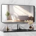 Hasipu Black Bathroom Mirror for Wall, 48 x 24 Inch Metal Framed Bathroom by Whatssuitableisthebest