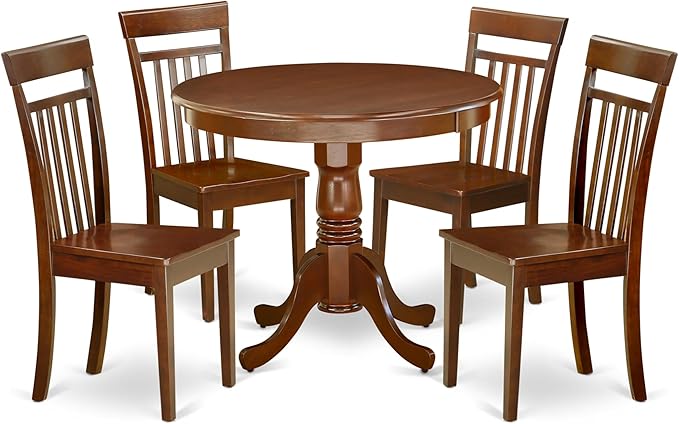 East West Furniture AANCA5-MAH-W 5 Piece Dining Room Table Set Includes a Round by EastWestFurniture