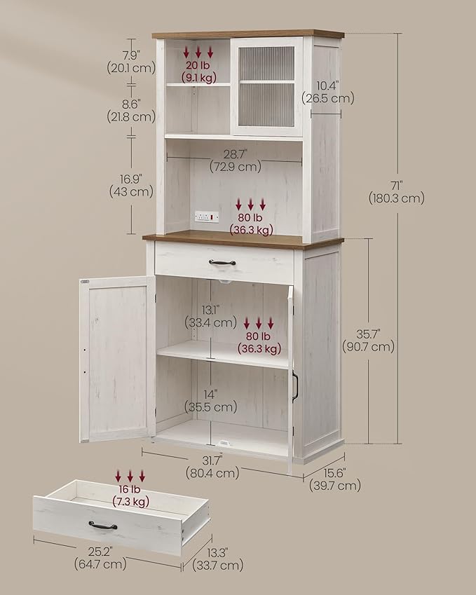 VASAGLE 71" Kitchen Pantry Cabinet - Image 7