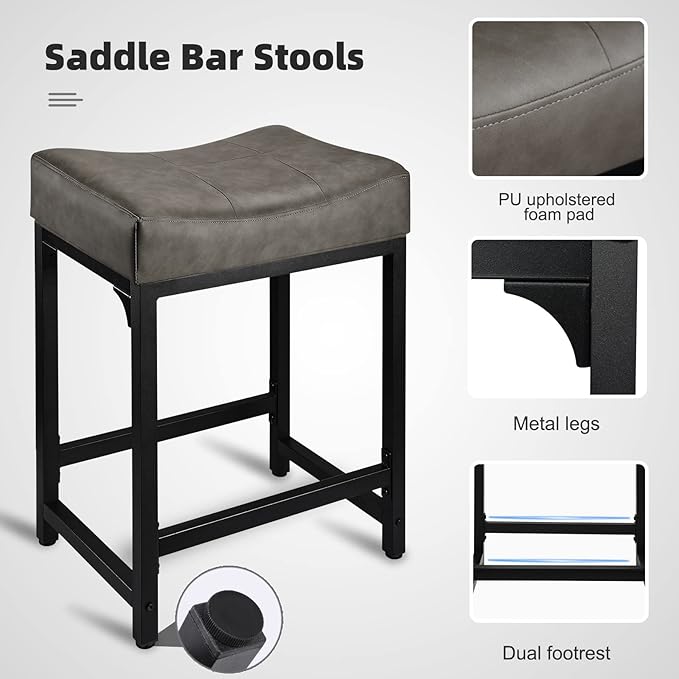 Counter Height Bar Stools Set of 2, 24 Inch Stools - Image 5